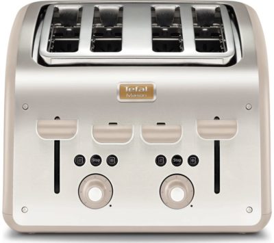 TEFAL Maison TT770AUK 4-Slice Toaster - Stainless Steel & Oatmeal Grey TEFAL Maison TT770AUK 4-Slice Toaster - Stainless Steel & Oatmeal Grey